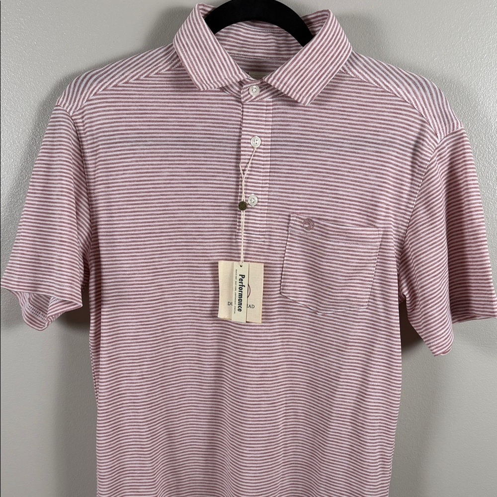 Duck Head Men's Short-Sleeve Striped Polo - Pink & White